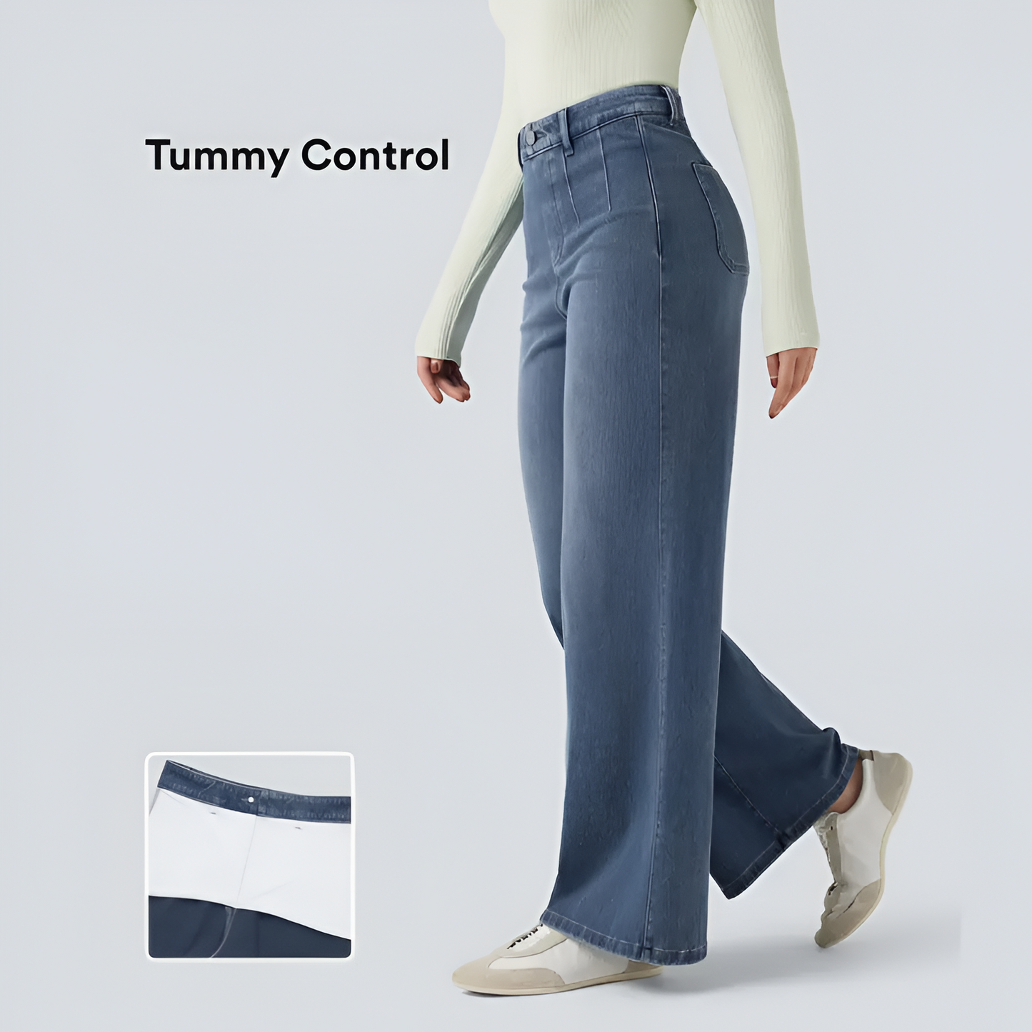 Aliora FlexEase Mid-Rise Wide-Leg Jeans