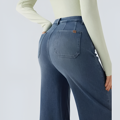 Aliora FlexEase Mid-Rise Wide-Leg Jeans