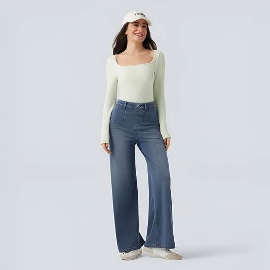 Aliora FlexEase Mid-Rise Wide-Leg Jeans